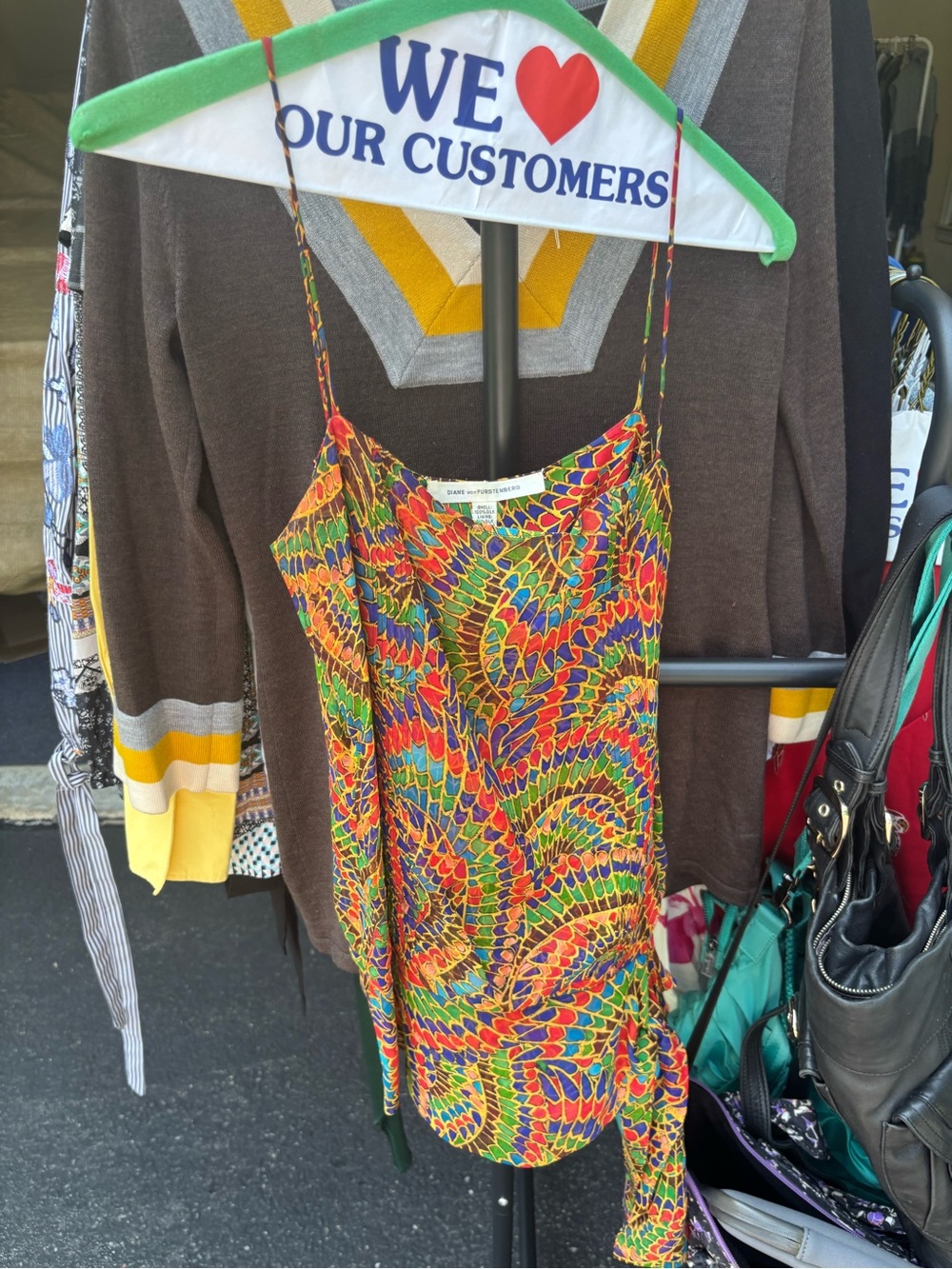 Diane von Furstenberg Bright Multicolor Silk Cami with Bold Print